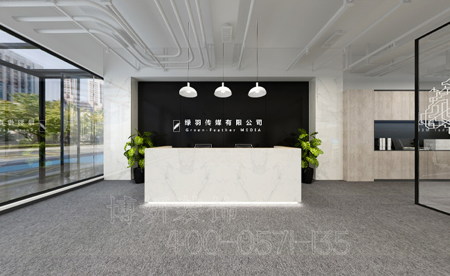杭州江干区新媒体办公室装修设计，时尚大气，可靠地装饰公司